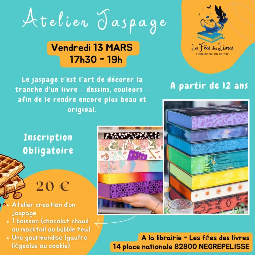atelier jaspage a la librairie les fées des livres de Nègrepelisse