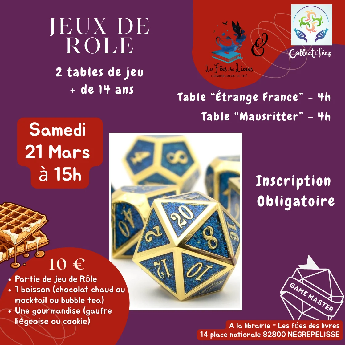 Session de Jeux de Rôle Nègrepelisse à la librairie Les Fées des Livres