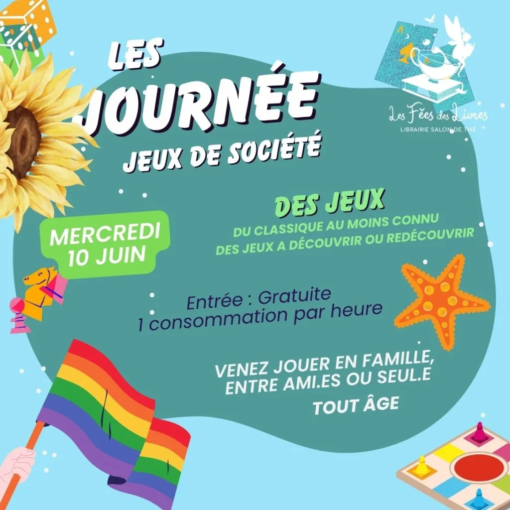 Journée jeux de société chez les fées des livres le mercredi 10 juin