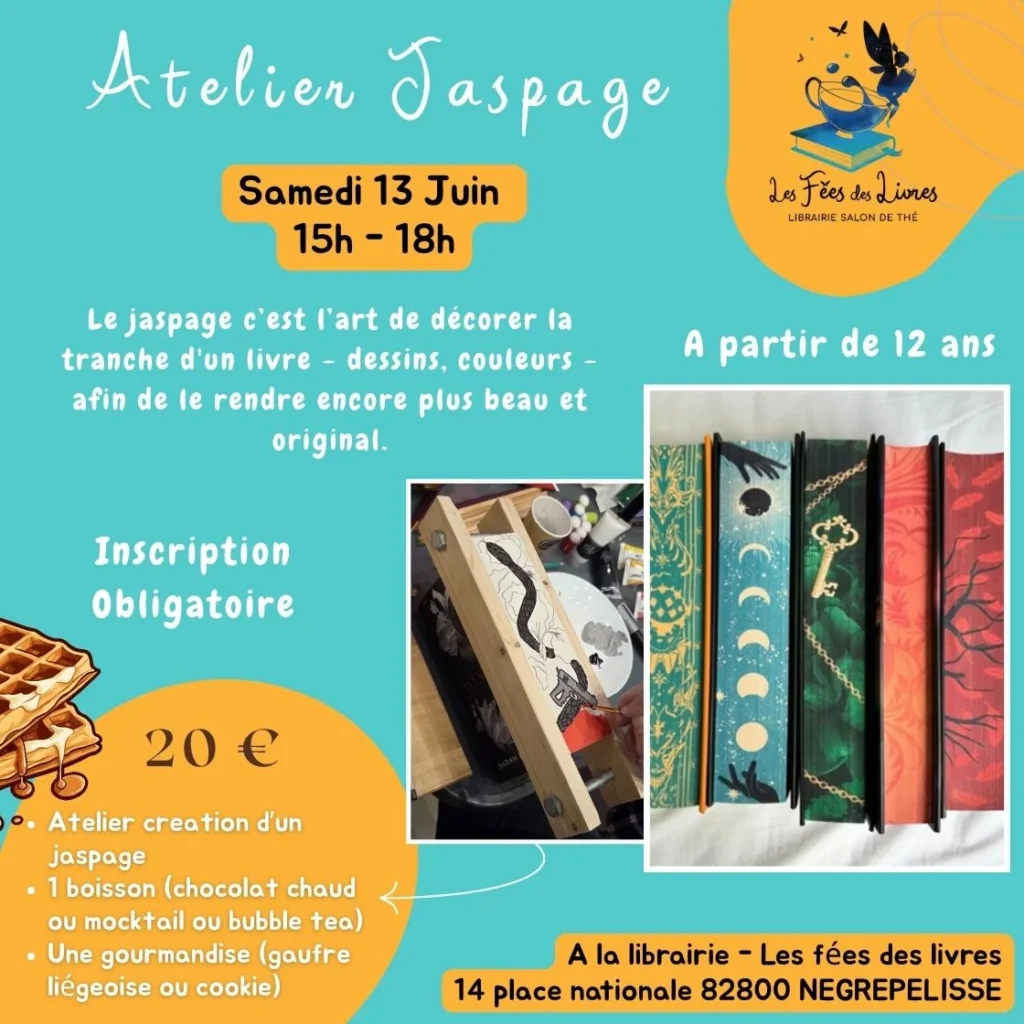 Atelier Jaspage le samedi 13 juin de 15h à 18h