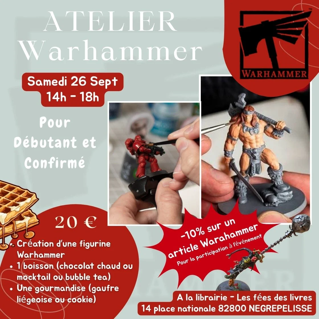 Atelier Warhammer organisé à la librairie les fées des livres le 26 septembre